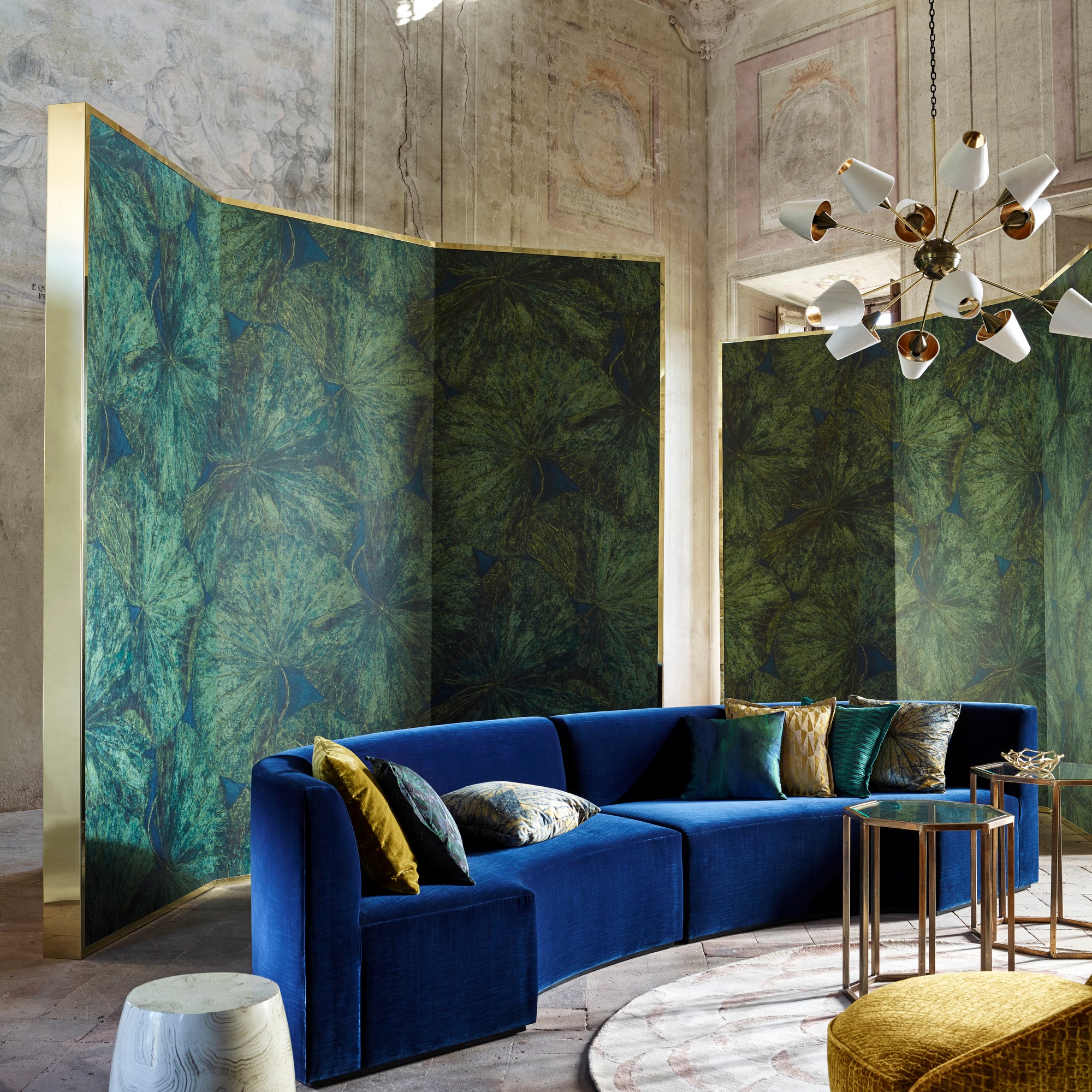 Taisho Lotus Wallpaper 312726 By Zoffany In Malachite Lapis